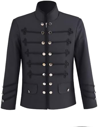 Darkrock Prime Quality Gothic Military Band Black Jacket for Men