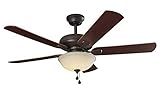 Energy Efficient 52 Inch LED Ceiling Fan with Nutmeg Espresso Blades and White Glass Light Bowl Energy Efficient 52 Inch LED Ceiling Fan with Nutmeg Espresso Blades and White Glass Light Bowl