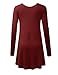 AMORE ALLFY Women's Long Sleeve V-neck Flare Hem Tunic Burgundy Medium