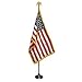 WINDSTRONG 7 FT Presidential Deluxe U.S. Indoor Flag Pole Set with 3x5 FT Gold Fringed Nylon Flag, Embroidered Stars Sewn Stripes, Gold Eagle, Gold Weighted Base, Premium Oak Pole and Tassel primary