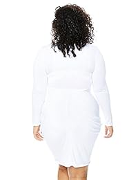 poseshe Womens Plus Size Deep V cuello Bodycon vestido de envolver con frontal Slit