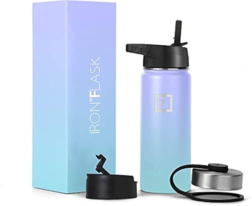 IRON °FLASK Sports Water Bottle 18 Oz Lids (Straw Lid), Leak
