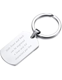 VNOX Free Engraving-Stainless Steel Army Dog Tag Keychain Keyring,Gift for Dad Husband Boyfriend