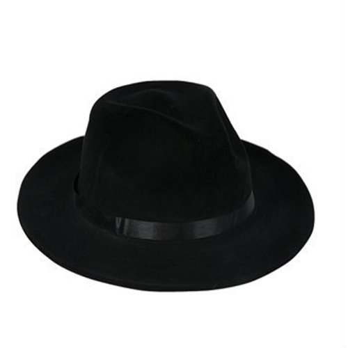 Costume Gangster Fedora Hat Black Felt - CCEnterprises