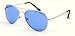 Vision World Eyewear - Colorful Silver Metal Aviator With Color Lens Sunglasses (Blue lens)