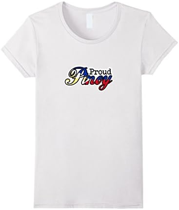 Women's Proud PINOY tshirt Filipino flag shirt Philippines teeshirt Small White
