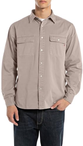 Replay M4147 Camisa, 829 Stone, S Hombres