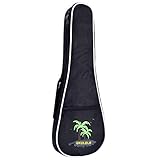 CAHAYA Ukulele Bag 23 inch Ukulele Case Oxford Fabric 0.28inch Thick Sponge Padded Adjustable Shoulder Strap with Coconut tree Pattern Style(Black )