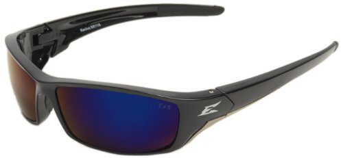 Edge Eyewear SR118 Reclus Safety Glasses, Black with Blue Mirror Lens