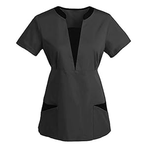 QiFei Ziekenhuis slipshirt blouse slanke taille korte mouwen V-hals gemengde stof kaszak dames zorg kleurrijke arts…