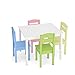 Costzon Kids Table and Chair Set, 5 Piece Wood Activity Table & Chairs for Children Arts, Crafts, Homework, Snack Time, Preschool Furniture, Gift for Boys Girls, Toddler Table and Chair Set (Pastel)