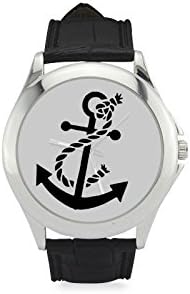 Cool Nautical Black Anchor Pattern Women's Classic Leather Strap Watch - Christmas Gift