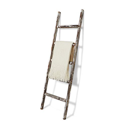 5 ft Rustic Farmhouse Blanket Ladder Decorative Wooden Display Wall