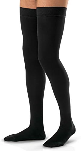 Jobst For Men 30-40 Thigh High Closed Toe Compression Stockings w/ Silicone Border Black Medium
