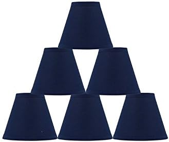 Styleware Set of 6 Indigo Cotton Chandelier Shade, 6-inch Bottom Diameter, 5-inch Height, Hardback, Clip on