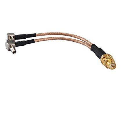 HAKA Pigtail Cable Y Type Antenna Adapter RP-SMA Female Connector to 2 TS9 Male Connector