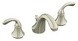 KOHLER K-10273-4-BN Forte Widespread Lavatory Faucet with Sculpted Lever Handles and Plastic Drain, Vibrant Brushed Nickel