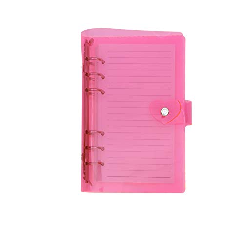 Round Ring Binder with Press Stud Closure, A6/A5, 6 Holes, Colourful PVC Cover, Folder, Loose Leaf Notebook, Refill, DIY Scrapbooking Binder Cover Protector (Red, A6 mini set)