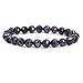 Natural Faceted African Amethyst Handmade Gemstone 8mm Round Beads Elastic Bracelet 7