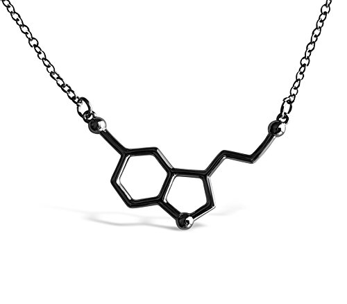 Rosa Vila Happiness Molecule Serotonin Molecule Necklace for Pursuit of Happiness and Wish for Well-being (Carbon Black)