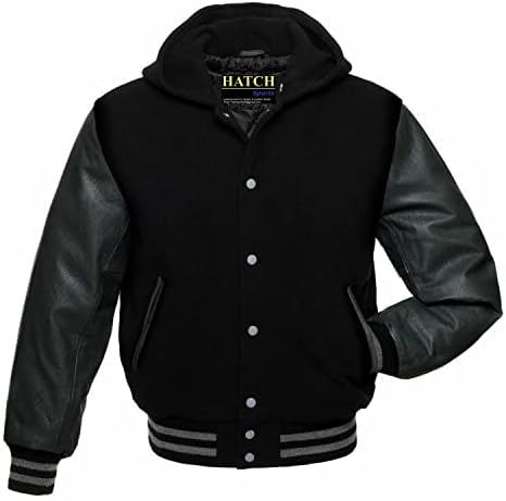 Def Jam Recording Wool Black Varsity Leather Jacket | Mens Bomber