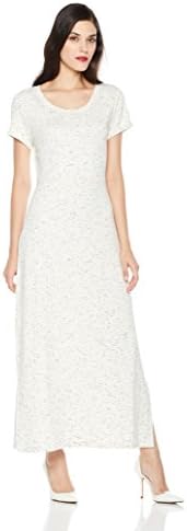 Mariella Bella Women's Short Sleeve Knit Maxi Dress With Scoop Neck XX-Large Ivory/Indigo
