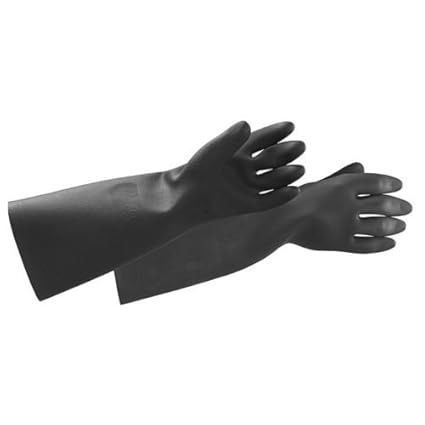 Rubber Latex Gloves 18 Industrial Hand Gloves :Size Long-18 Black