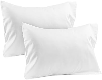 Set of 2 - Toddler Travel Pillowcase 500 Thread Count 12"x16" Size, White, Solid , with 100% Egyptian Cotton