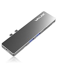 USB C HUB Adapter, wavlink aluminio Type-C Hub para MacBook Pro 13" y 15" 2016 2017,1 surper 40 GBS Thunderbolt 3, 1 puerto HDMI 4 K   30hz, 2 USB 3.0, lector de tarjetas SD TF, Gris espacial