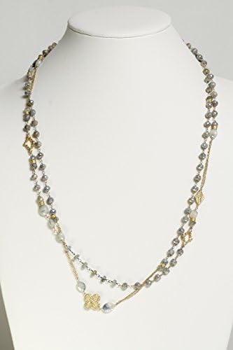 Unique Kyanite Sapphire Beaded Necklace with Cubic Zircon Stones and Vermeil Charm and Trinkets