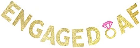 OnePartyEngaged AF Gold Glitter Banner -Engagement Party, Bachelorette Party Decorations