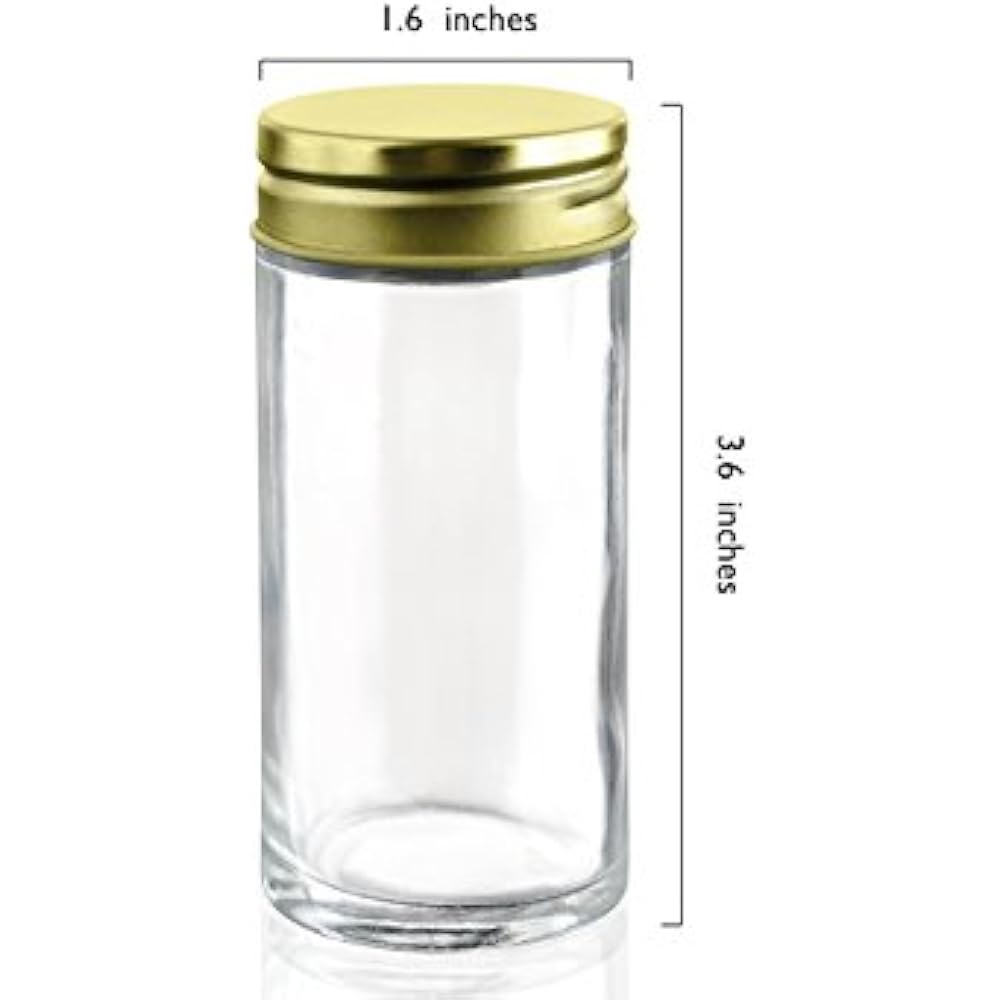 French Round Glass Spice Jars Set Of 24 With Shaker Lids And