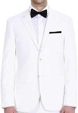 HBDesign Mens 1 Piece 2 Button Notch Lapel Slim Trim Fit Dress Suite White