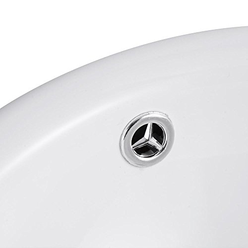 Aquaterior 16-3/8"Dia.x6-2/3"H Round White Porcelain Ceramic Bathroom Sink w/Free Chrome Drain and Overflow