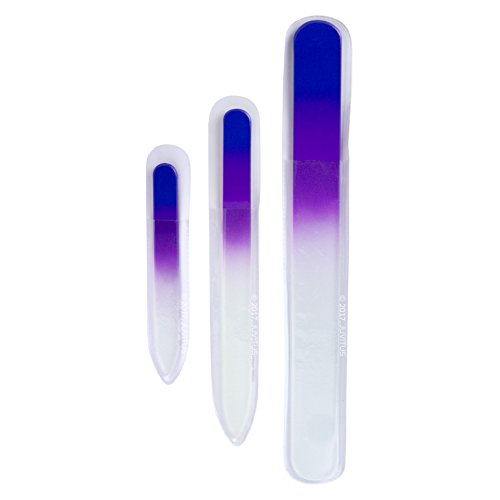 Set of 3 Sizes Ombre Crystal Glass Nail Files, Small and Medium Manicure Files and Large Pedicure File