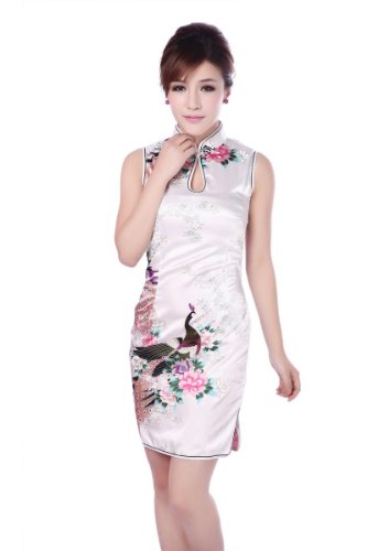 JTC Mini Qipao Cheongsam with Blossom White