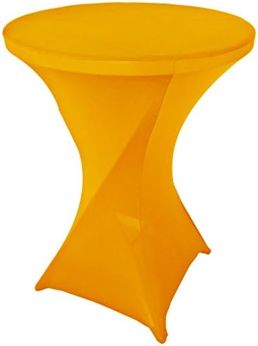 Goldstream PointGoldstream Point Golden Yellow 32 Inch Round x 43 Inch Tall Spandex Cocktail Tablecloth Folding Cover Stretch
