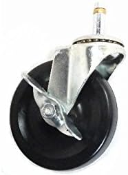 Single Swivel Caster w/ Hard Rubber 4" x 1" Wheel w/ 7/16" Grip Ring Stem w/ SLB
