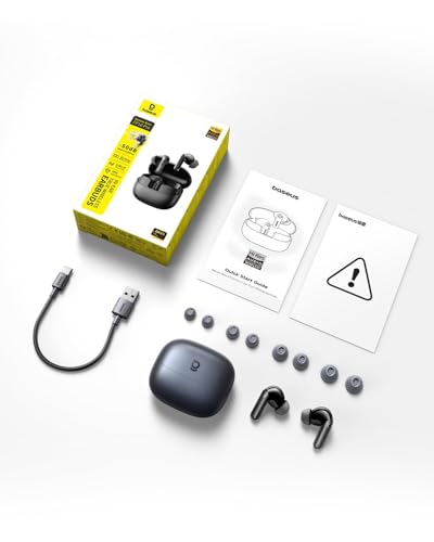 Baseus EP10 Pro Audífonos Inalámbricos Bluetooth con Cancelación de Ruido Adaptativa, EQ Adaptativo, LDAC Hi-Res, 6 Micrófonos IA, 55H Batería, IP55, Bluetooth 6.0 (Negro)