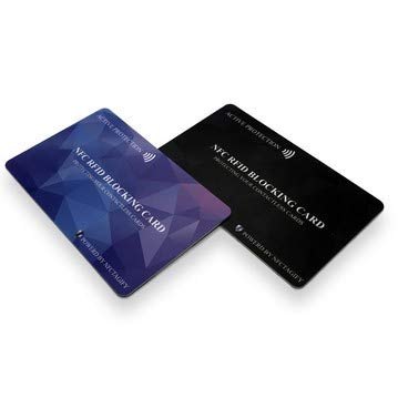 2X RFID NFC Blocking Card | Contactless Cards Protection | No Batteries Required | Anti Theft Secure Protector for Credit/Debit/ID/Oyster Cards - Two Cards (Blue & Black)