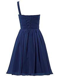 ANTS Vestido corto de noche para dama de honor, de gasa, con un hombro, para mujer