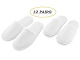 THE RESORT BOUTIQUE Spa Slippers- Closed Toe (12 Packaged Individually) Disposable Indoor House Slipper- Non-Slip Sole, Extra Soft and Cushioned Sole Padding (Large/Medium)