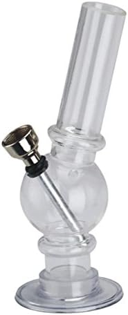 Funky Gear Acrylic Smoking Tube - Features Metal Bowl with Rubber Grommet - Portable Water Pipe with Bubble Base - Lightweight and Unique Design - Easy to Use and Clean - 15 cm, White
