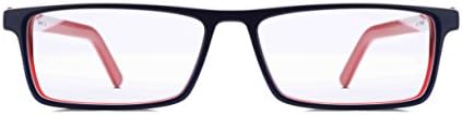 EYEWEARLABS.COM- Rectangular Premium Optical Specs Full Rim Eyeglasses For Men (Mens|Blue-red|51|Clear|Rx-able|EL210-C10)
