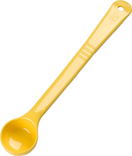 Carlisle 395604 Solid Long Handle Portion Control Spoon, 1 Oz, Yellow