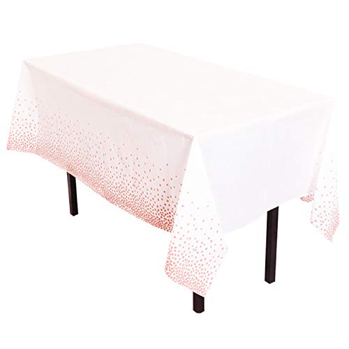 2 Pack Rectangular Plastic Tablecloth 54x108 Disposable Party Table Cloths Disposable Dot Confetti Rectangular Table Covers Thanksgiving Christmas Wedding Bridel Shower Rose Gold Pricepulse