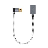 CableCreation Short USB 3.0 Extension Cable, Right Angle USB 3.0 Male to Female Extender Cord, Compatible Flash Drives, Keyboard, Scanners, 1 FT Space Grey Aluminum