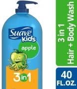 2 Bottles of Kids Apple 3 in 1 Shampoo Conditioner and Body Wash, 40 oz ea