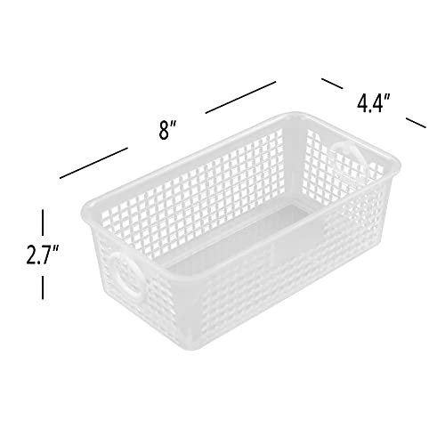 Morcte 6Pack Small Plastic Storage Baskets, Clear Basket Tray, F
