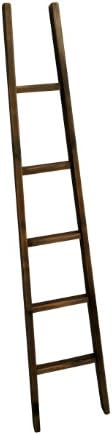 Handmade Orchard Wood Ladder 60" Rustic Farmhouse Weathered Gray Distressed Finish 5 Foot